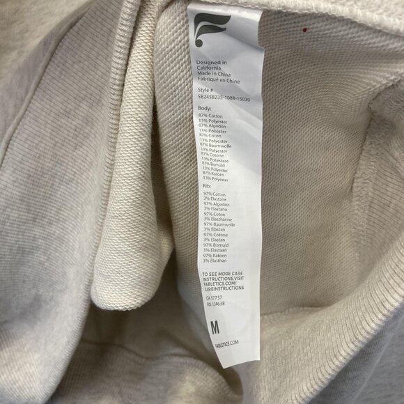 Fabletics 1/4 Zip Pullover Sweater Mens Medium Oatmeal Athletic Raglan Comfy - Picture 12 of 16